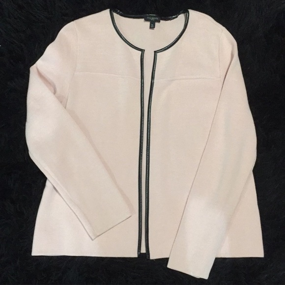 Talbots Sweaters - Talbots Faux Leather Trim Open Cardigan Sweater Size Medium